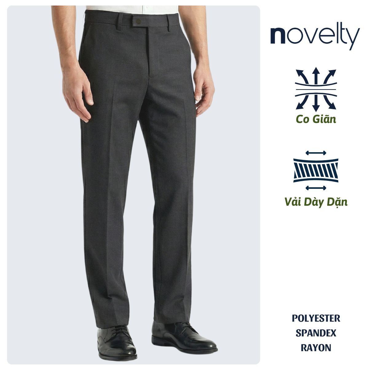 QUẦN TÂY NAM NOVELTY REGULAR FIT 0 PLY XÁM ĐẬM NQTMMNMT3R2506680