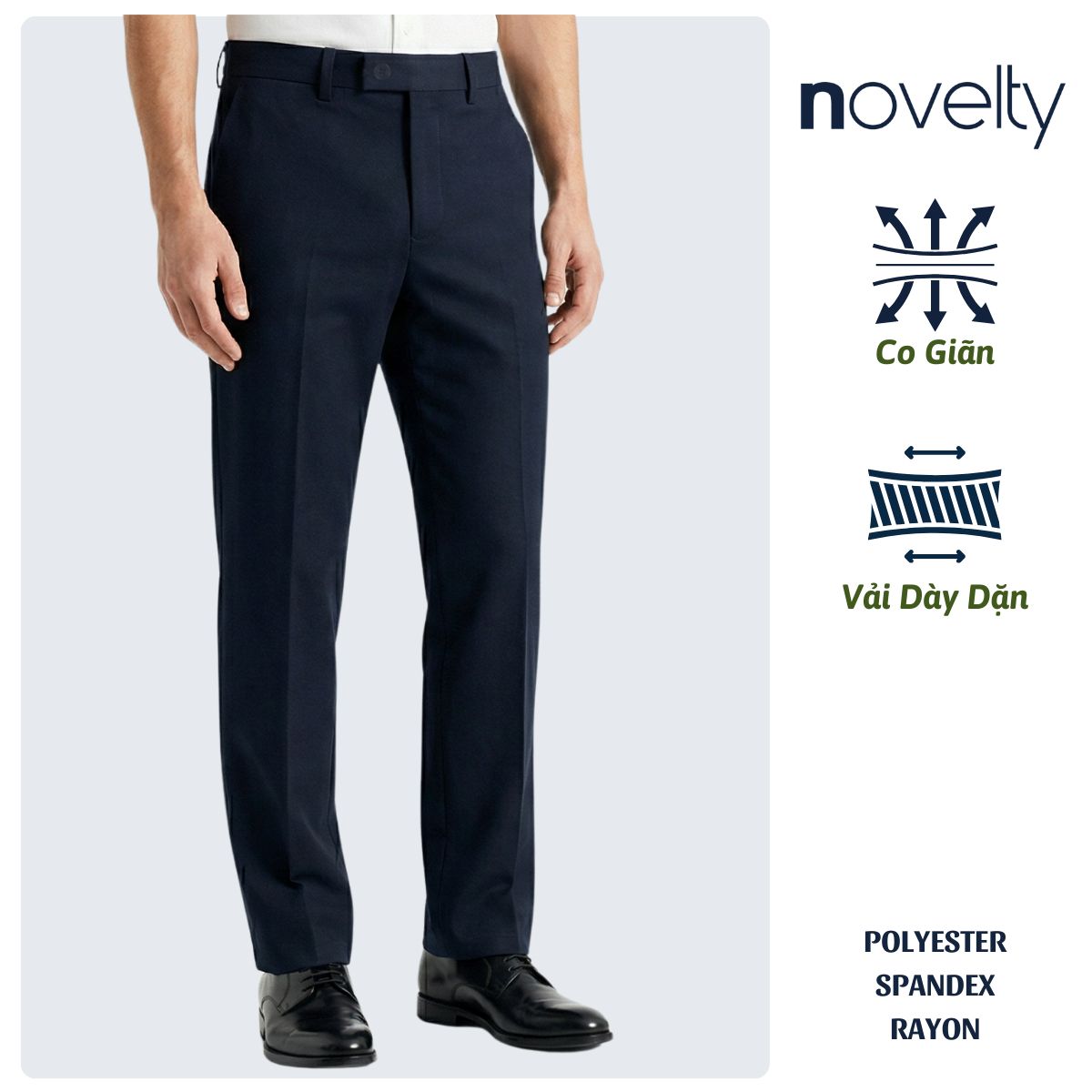 QUẦN TÂY NAM NOVELTY REGULAR FIT 0 PLY XANH ĐEN NQTMMDMT3R2506700