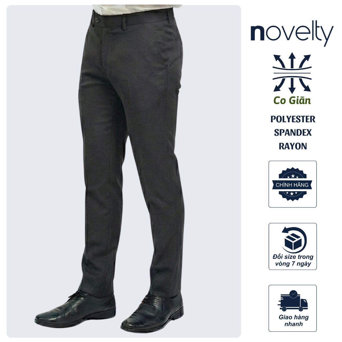 QUẦN TÂY NAM NOVELTY SLIM FIT 0 PLY XÁM ĐẬM NQTMMDMT3F2504430