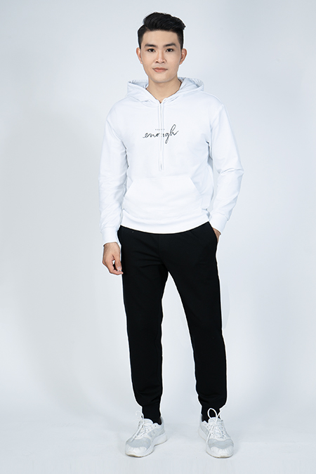 Áo Hoodie nam Novelty màu trắng Melange NAHMTTMT3R190907A