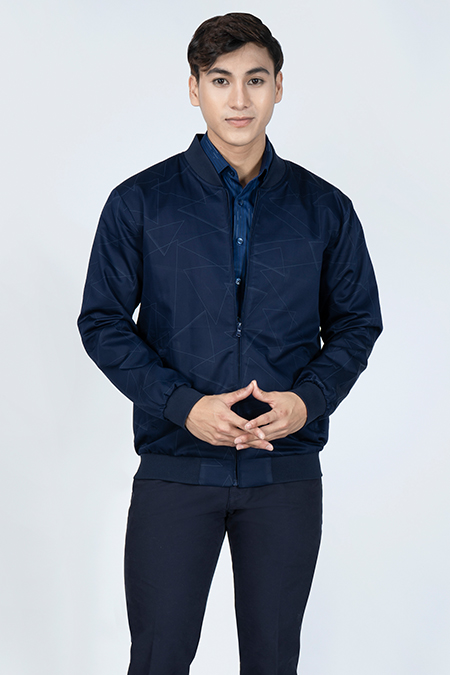 Áo Jacket Khaki Bomber nam Novelty in họa tiết màu xanh đen 1905552