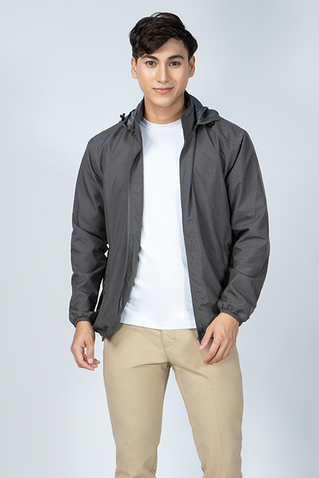 Áo Jacket Melange nam Novelty nón rời màu lông chuột 1906592