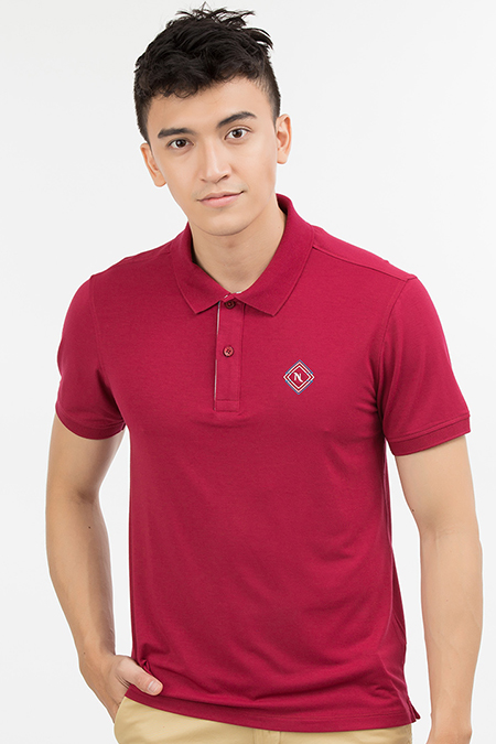 Áo Polo nam Novelty Regular Fit Bamboo  thêu logo ngực màu đỏ NATMMTMT3R180052N