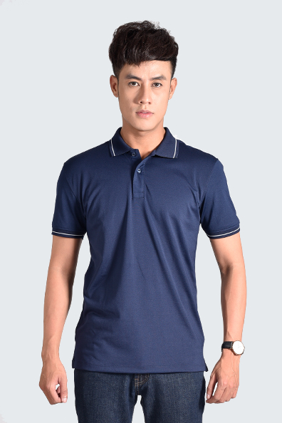 Áo Polo nam Novelty Regular fit cổ bo mặt phải màu xanh đen NATMMDNPSR181220N