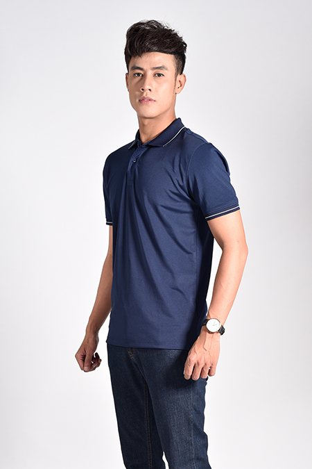 Áo Polo nam Novelty Regular fit cổ bo mặt phải màu xanh đen NATMMDNPSR181220N