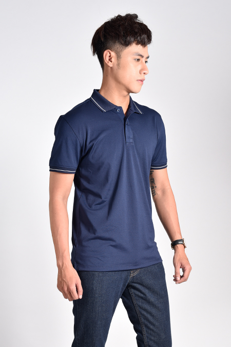 Áo Polo nam Novelty Regular fit cổ bo mặt phải màu xanh đen NATMMDNPSR181220N