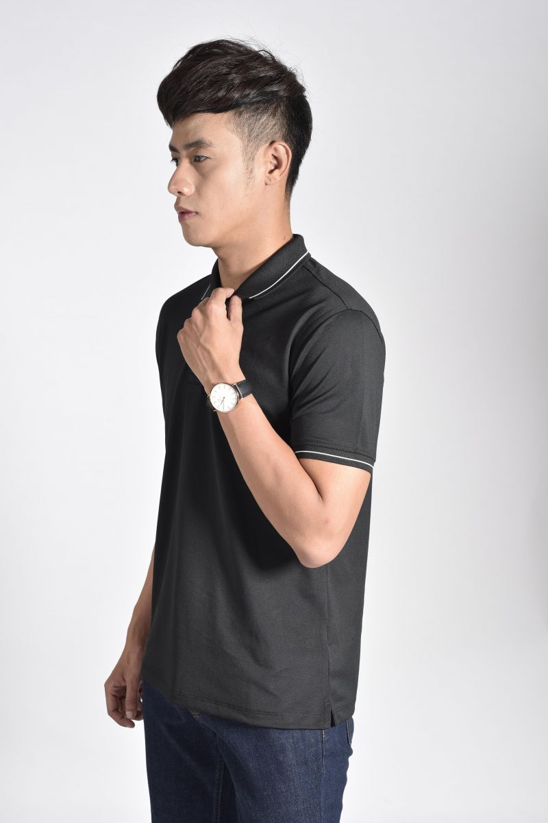 Áo Polo nam Novelty Regular fit màu đen NATMMDNPSR181221N