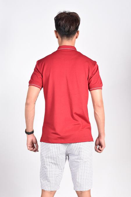 Áo Polo nam Novelty Regular Fit cổ bo màu đỏ đô NATMMDNPSR181219N