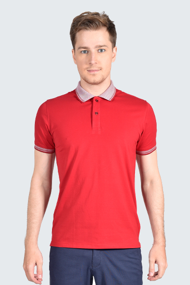 Áo polo nam Novelty Regular Fit cổ bo mặt trái màu đỏ đô NATMMTNCSR181249N