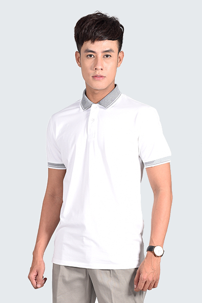 Áo Polo nam Novelty Regular fit cổ bo mặt trái màu trắng NATMTTNCSR181244N