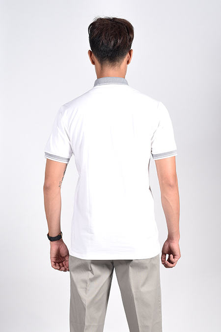 Áo Polo nam Novelty Regular fit cổ bo mặt trái màu trắng NATMTTNCSR181244N