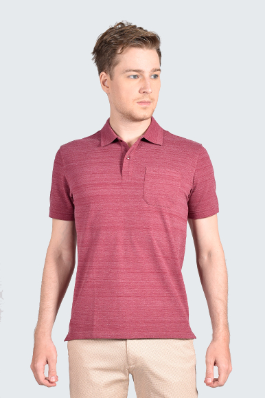 Áo Polo nam Novelty Regular fit đỏ đô có túi NATMMDMCSR181142N