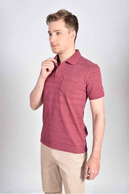 Áo Polo nam Novelty Regular fit đỏ đô có túi NATMMDMCSR181142N