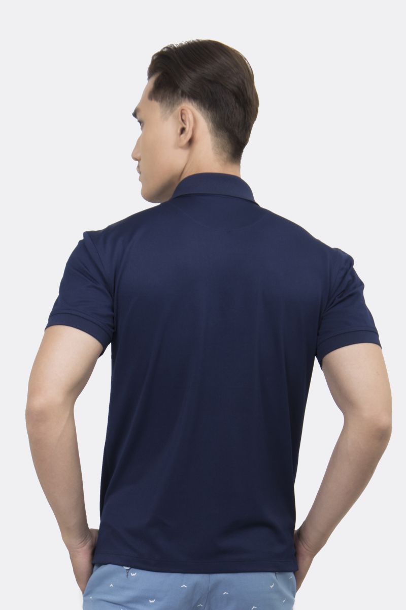 Áo thun Polo nam Novelty thêu họa tiết màu xanh dương NATMMDMPSR200020N