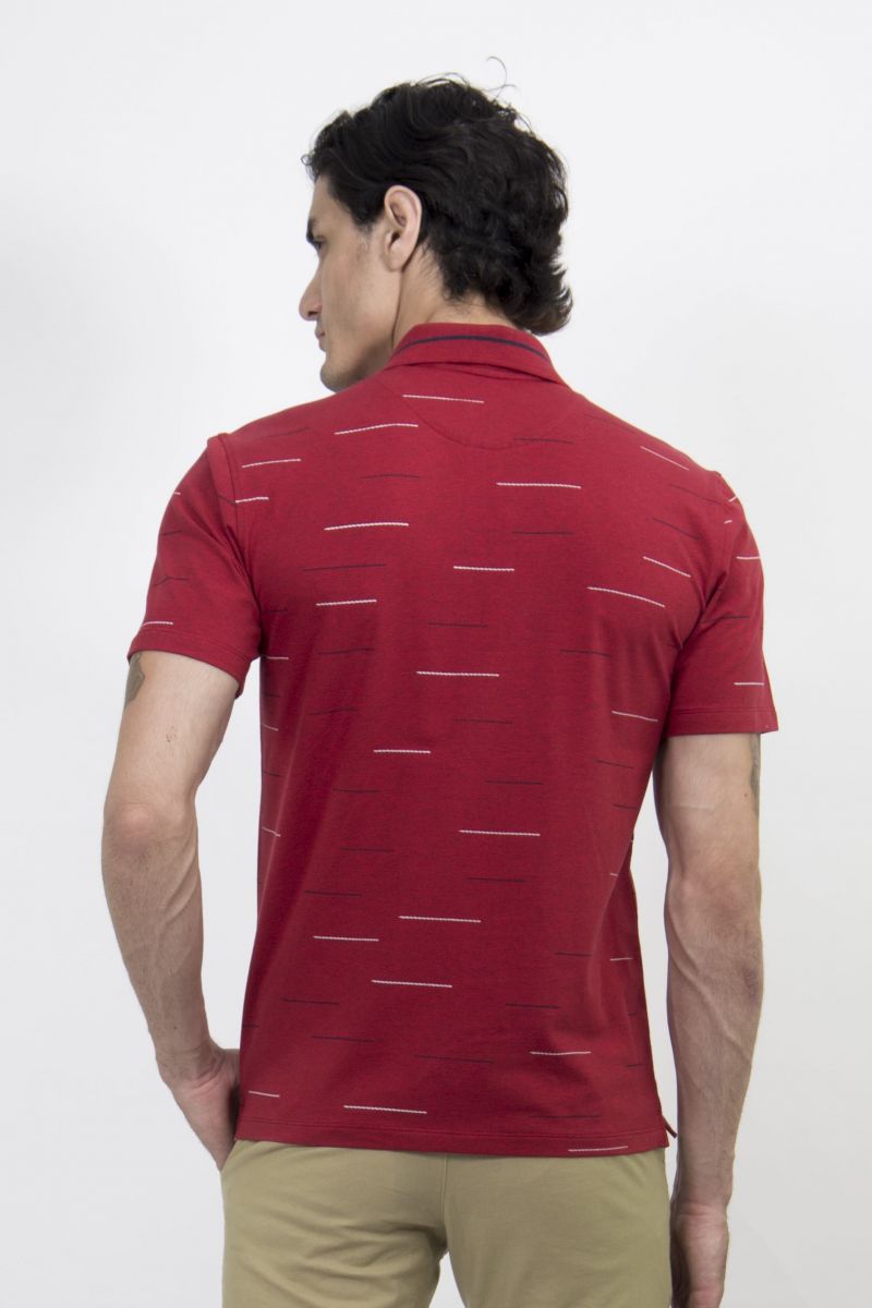 Áo Polo nam Novelty Regular fit đỏ đô họa tiết NATMMDMCSR200026N