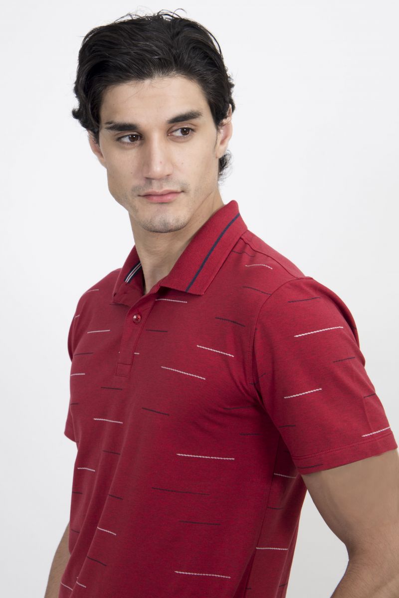Áo Polo nam Novelty Regular fit đỏ đô họa tiết NATMMDMCSR200026N