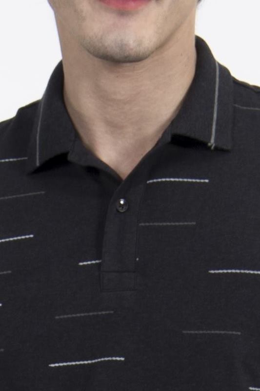Áo Polo nam Novelty Regular fit họa tiết màu đen NATMMDMCSR200029N