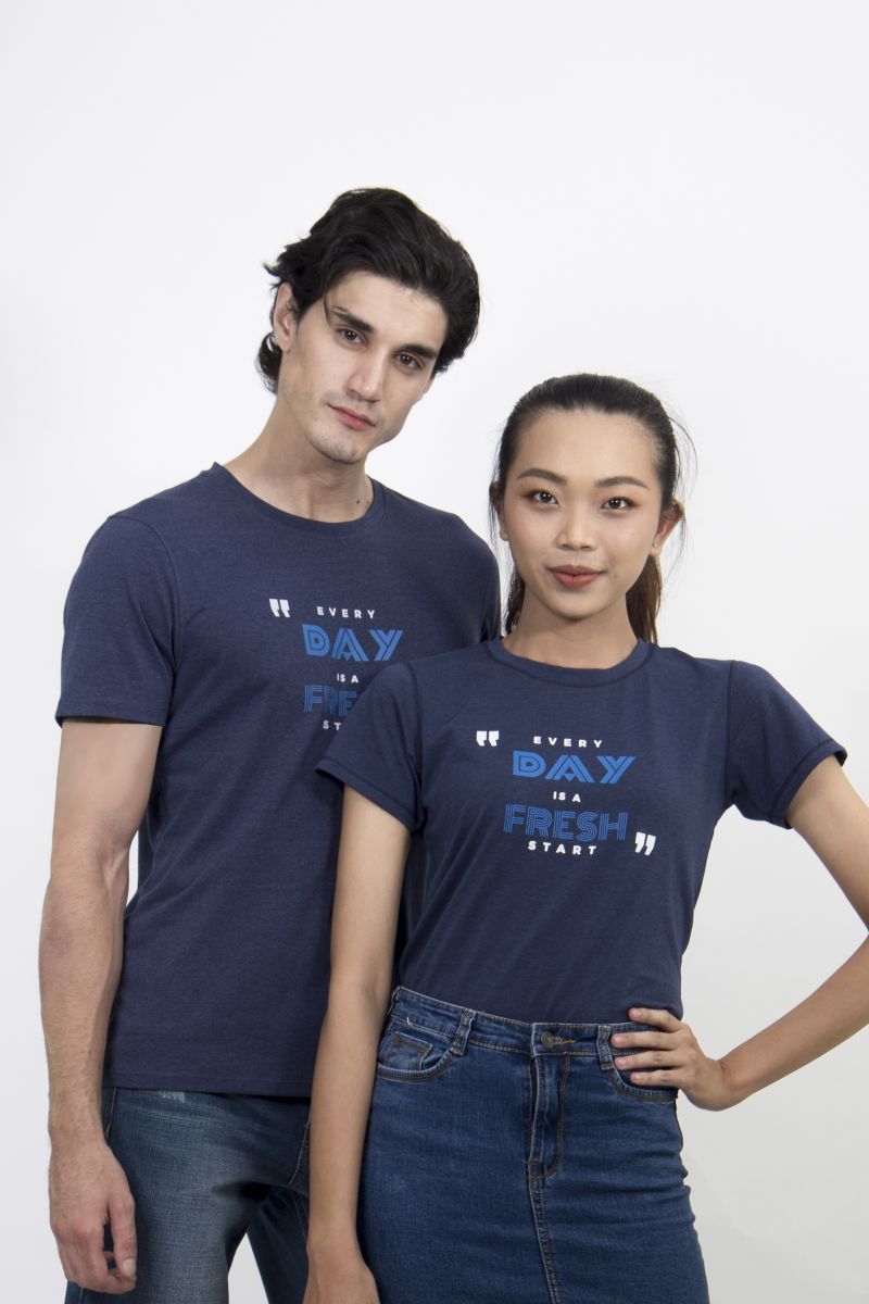 Combo Couple Áo T-shirt cổ tròn nam - nữ màu xanh đen 200000N - 200063N