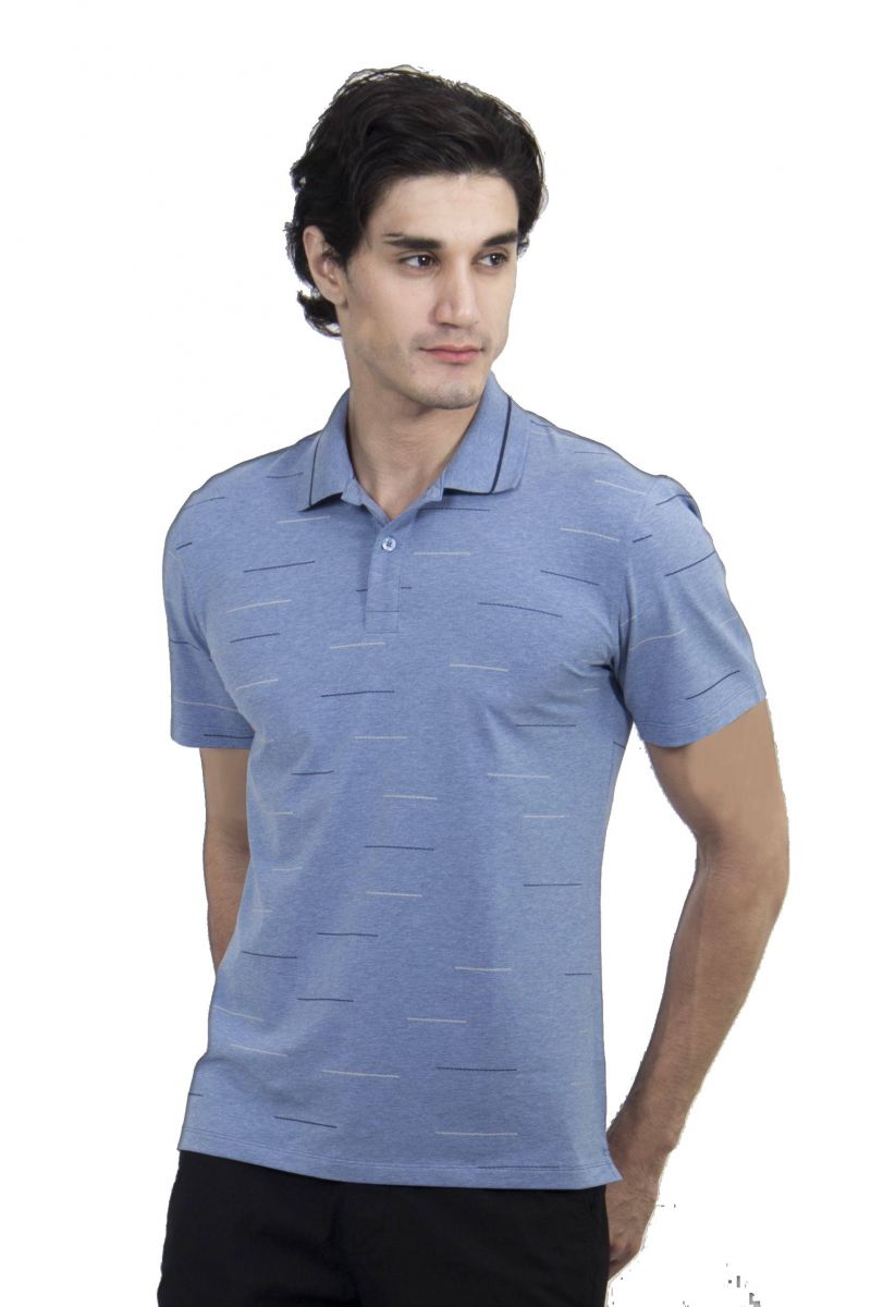 Áo Polo nam Novelty Regular fit xanh dương họa tiết NATMMNMCSR200031N