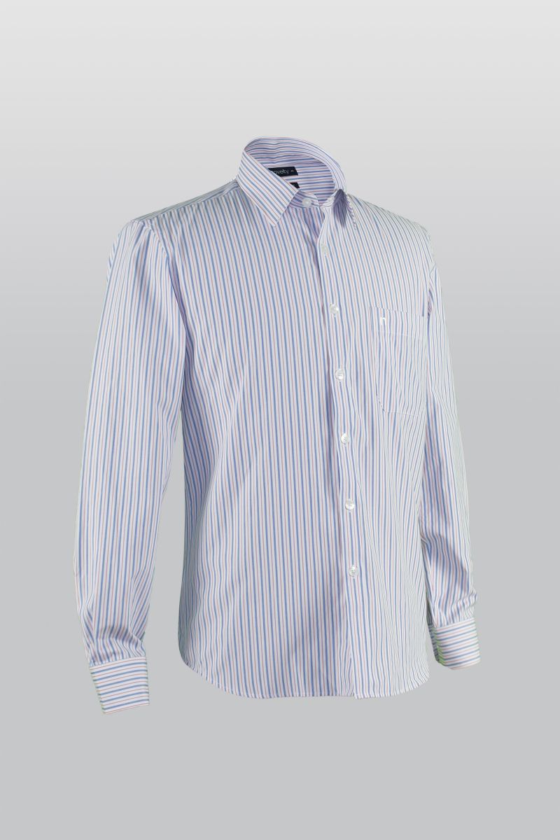 Áo sơ mi dài tay Novelty Regular Fit xanh trắng NSMMSNMTCR181283D