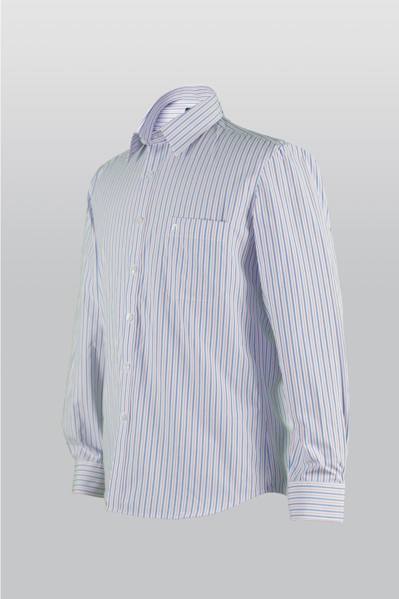 Áo sơ mi dài tay Novelty Regular Fit xanh trắng NSMMSNMTCR181283D