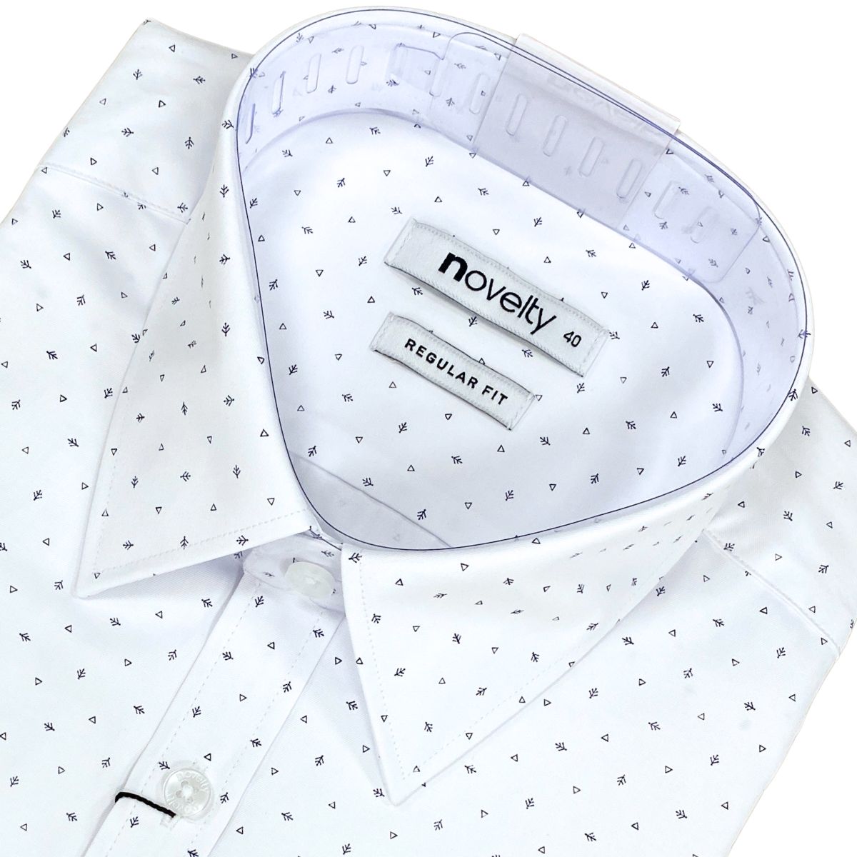 ÁO SƠ MI NAM DÀI TAY NOVELTY REGULAR FIT T/C HOA VĂN TRẮNG NSMMINMTCR250457D