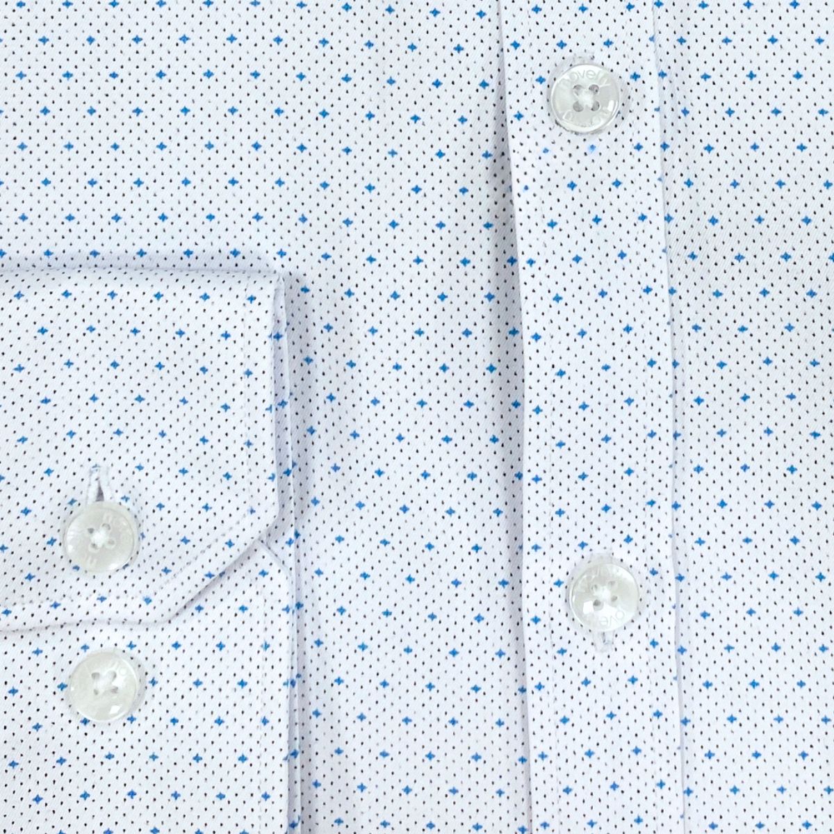 ÁO SƠ MI NAM DÀI TAY NOVELTY REGULAR FIT T/C HOA VĂN TRẮNG XANH NSMMINMTCR250459D