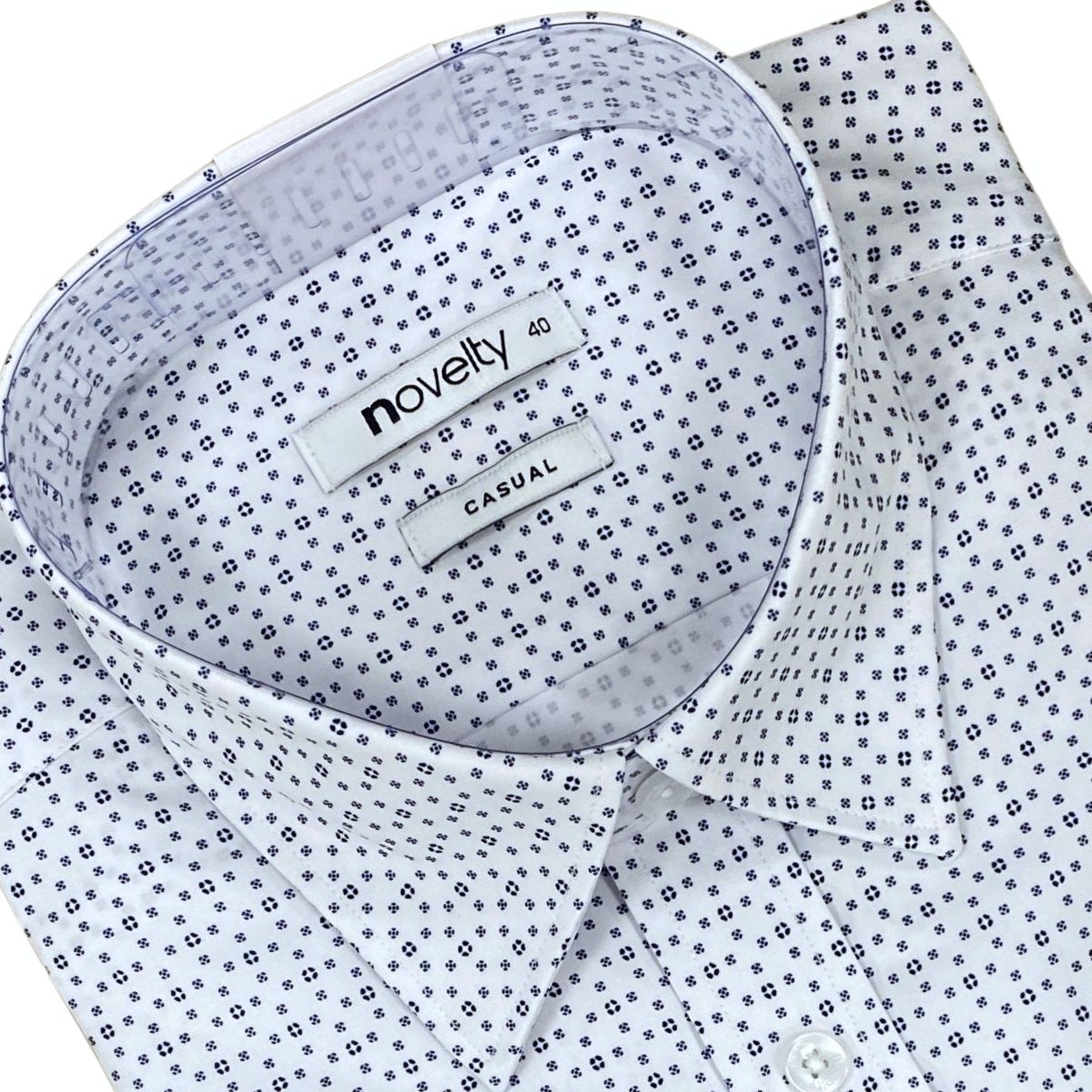 ÁO SƠ MI NAM NGẮN TAY NOVELTY CASUAL SPUN HOA VĂN TRẮNG NSMMINMPSB250389N