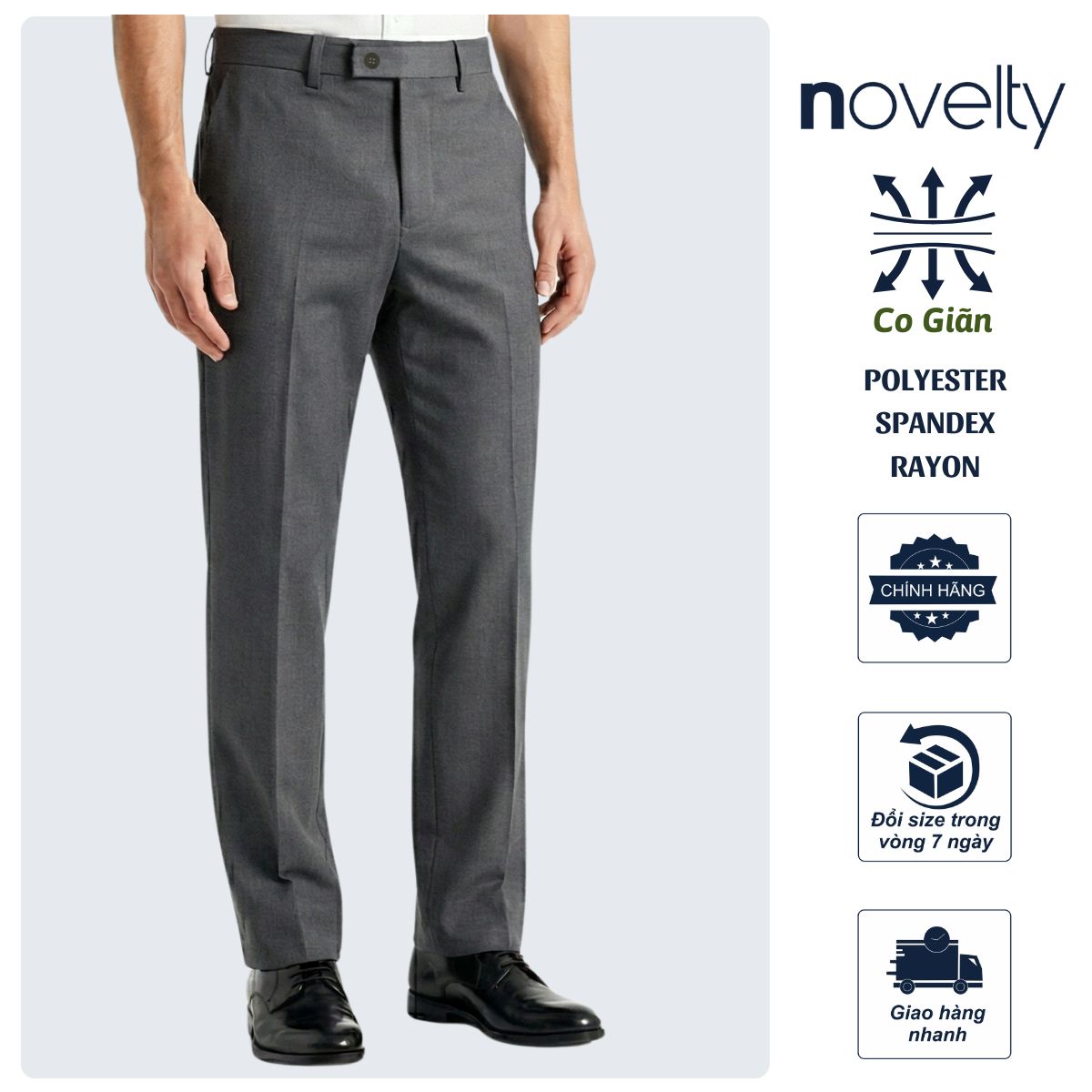 QUẦN TÂY NAM NOVELTY REGULAR FIT 0 PLY XÁM NQTMMDMT3R2506670