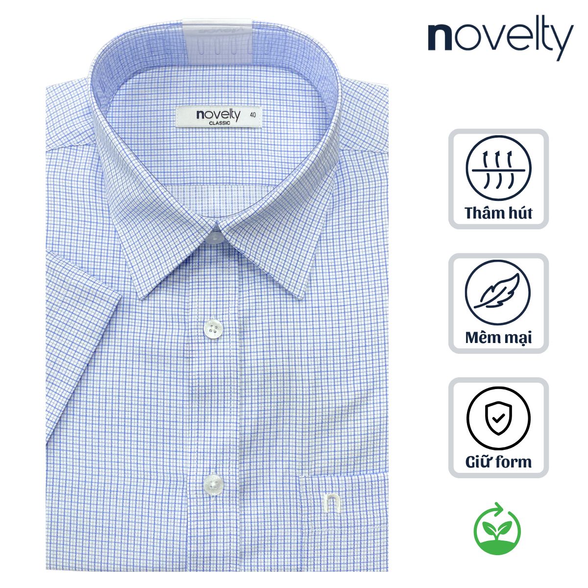 ÁO SƠ MI NAM NGẮN TAY NOVELTY CLASSIC RECYCLED T/C SỌC NHỎ NSMMSNMRCC250771N