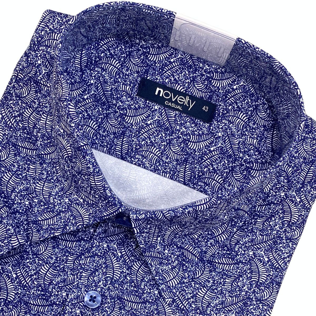 ÁO SƠ MI NAM NGẮN TAY NOVELTY CASUAL SPUN HOA VĂN XANH ĐẬM NSMMINMSPB260808N