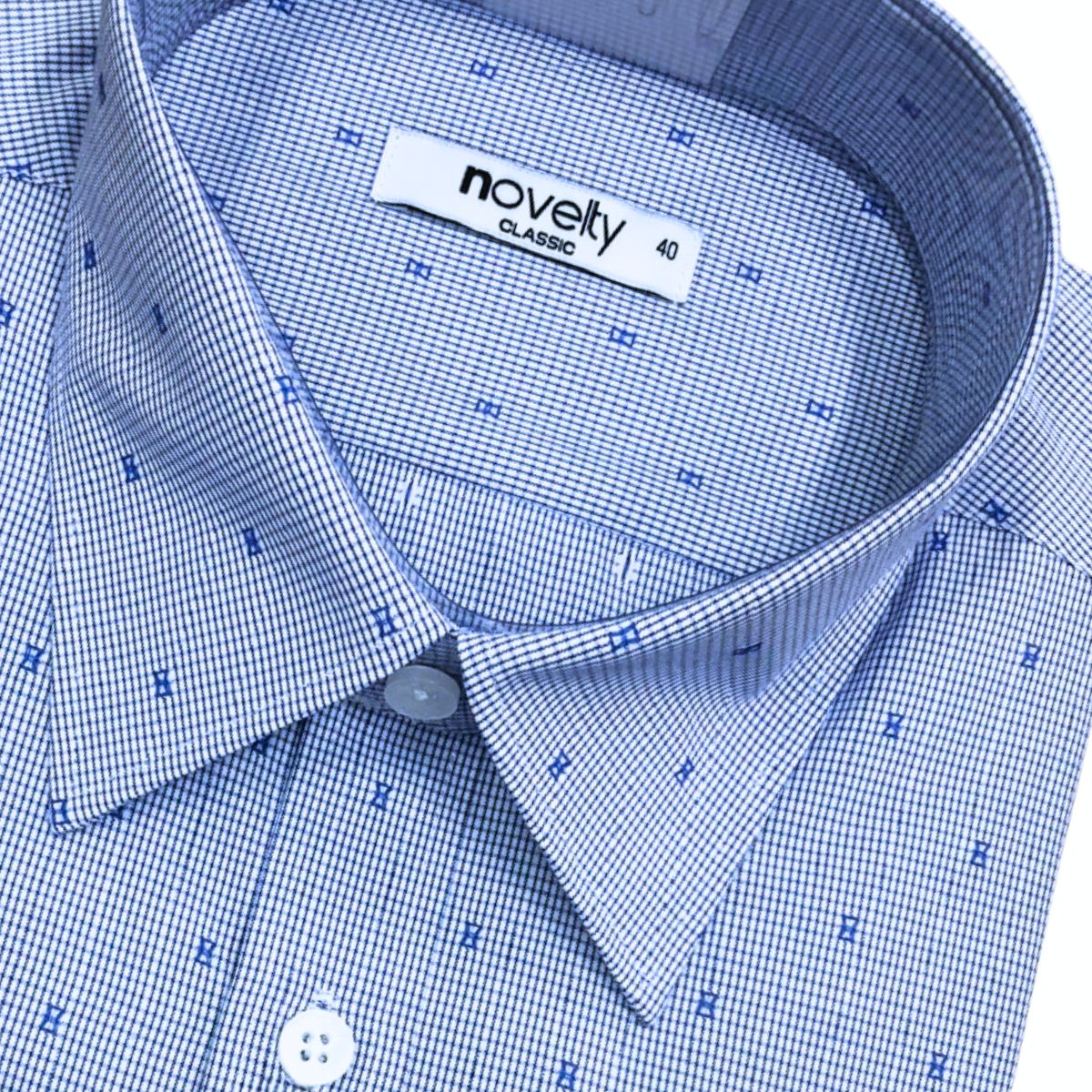 ÁO SƠ MI NAM NGẮN TAY NOVELTY CLASSIC RECYCLED T/C HOA VĂN XANH NSMMINMRCC260885N