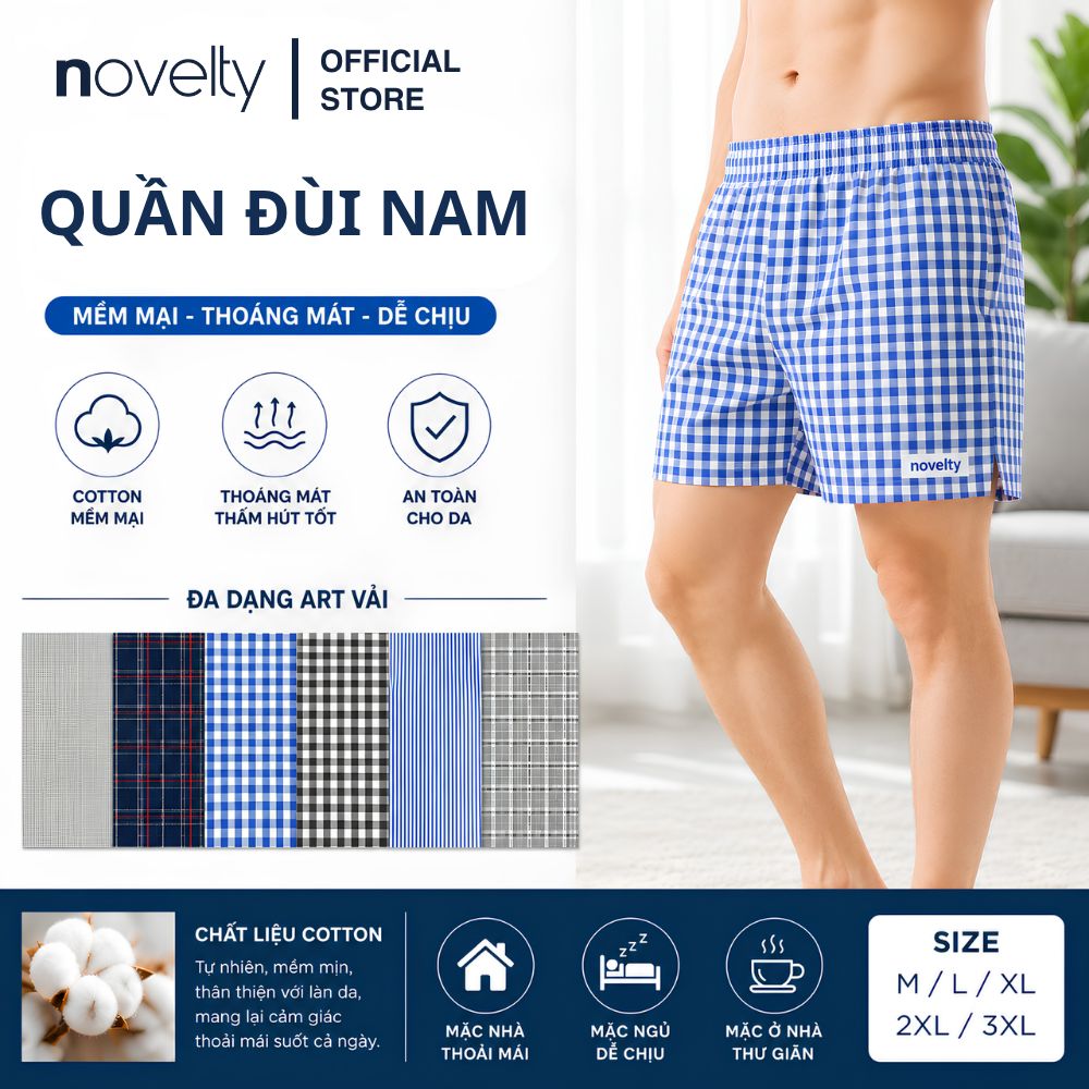 QUẦN ĐÙI NAM NOVELTY CASUAL MÀU NGẪU NHIÊN- HỌA TIẾT CARO NQDMCNMCTB261130C