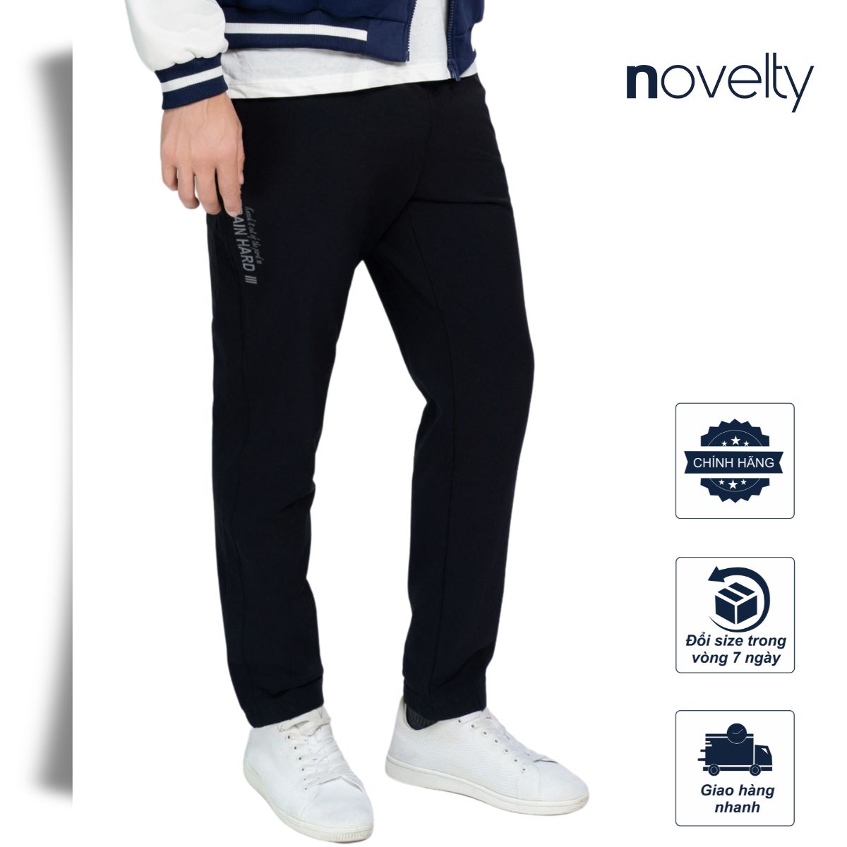 QUẦN THỂ THAO NAM NOVELTY REGULAR FIT LƯNG THUN IN HỌA TIẾT MÀU ĐEN NQTMMDMPSR250352D