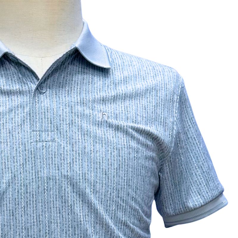 ÁO POLO NAM NOVELTY REGULAR FIT HOA VĂN XANH LAM NATMINMPLR250738N