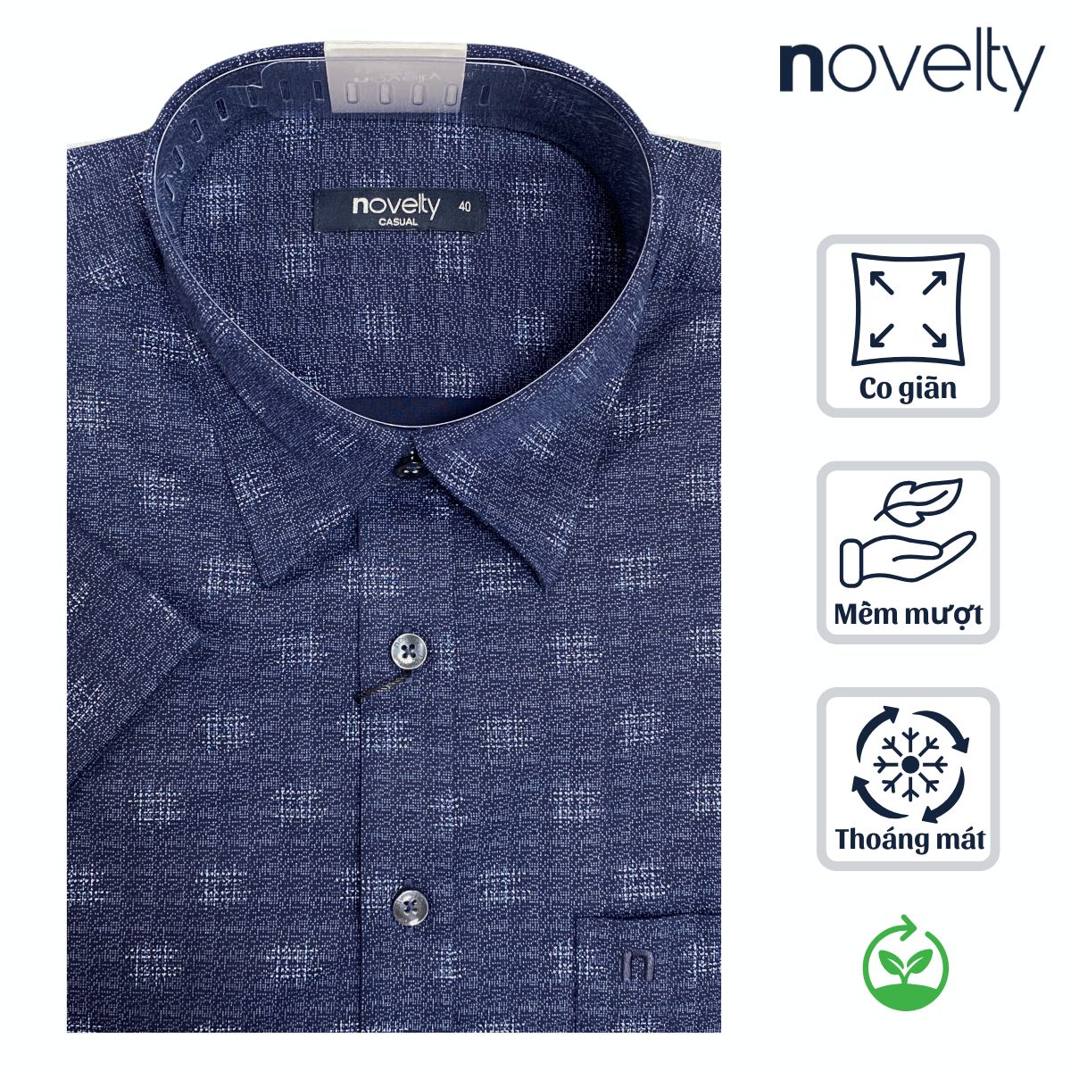 ÁO SƠ MI NAM NGẮN TAY NOVELTY CASUAL BAMBOO SỌC ĐEN NSMMSNMT3B260875N