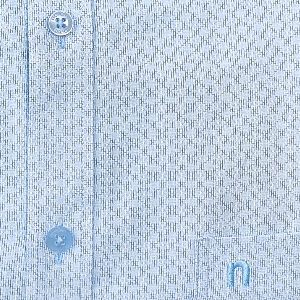 ÁO SƠ MI NAM NGẮN TAY NOVELTY CLASSIC T/C RECYCLED HOA VĂN XANH NSMMINMRCC250782N