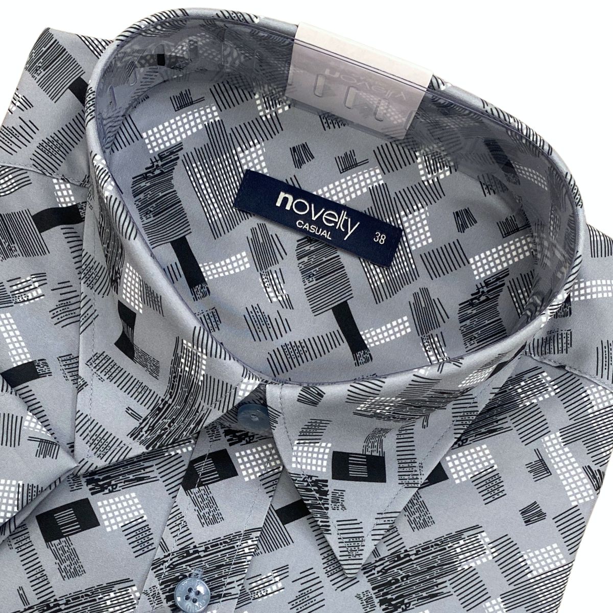 ÁO SƠ MI NAM NGẮN TAY NOVELTY CASUAL SPUN HOA VĂN XÁM NSMMINMSPB260809N