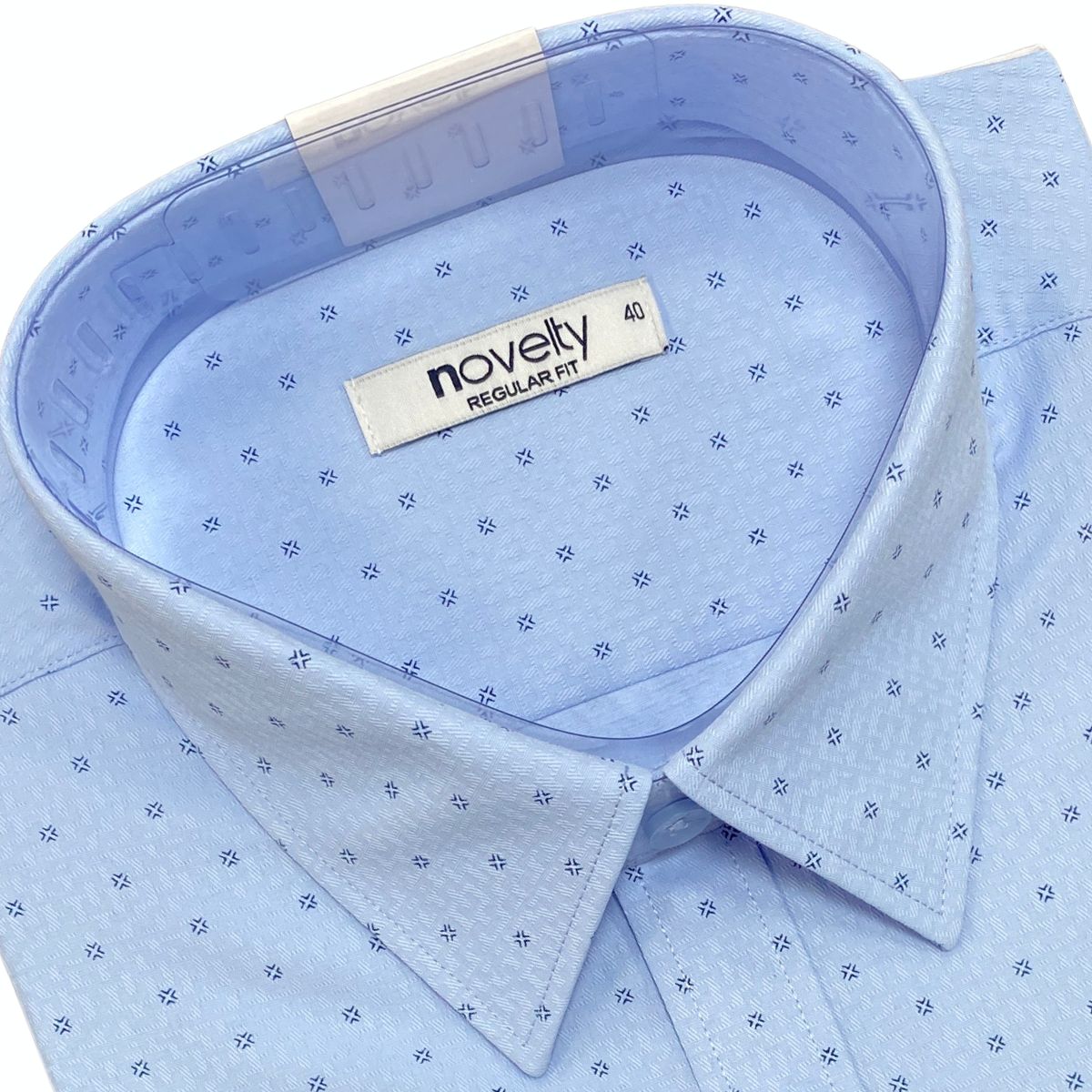 ÁO SƠ MI NAM DÀI TAY NOVELTY REGULAR FIT RECYCLED T/C HOA VĂN XANH NSMMINMRCR260876D