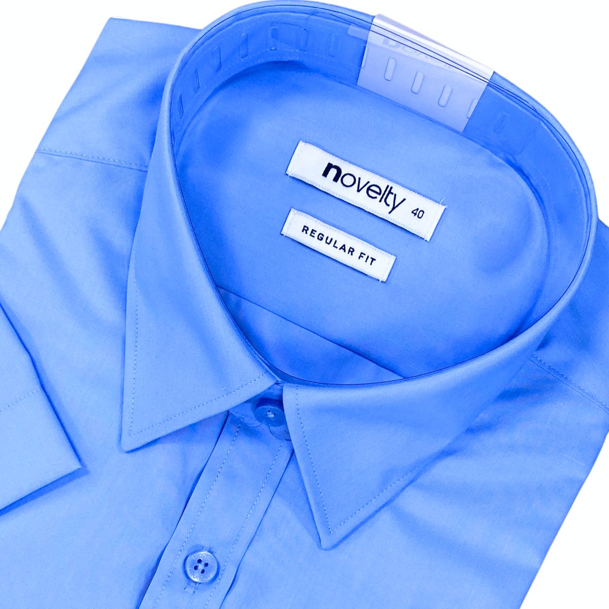 ÁO SƠ MI NAM NGẮN TAY NOVELTY REGULAR FIT SPUN TRƠN MÀU XANH NSMMMTMT2R250523N