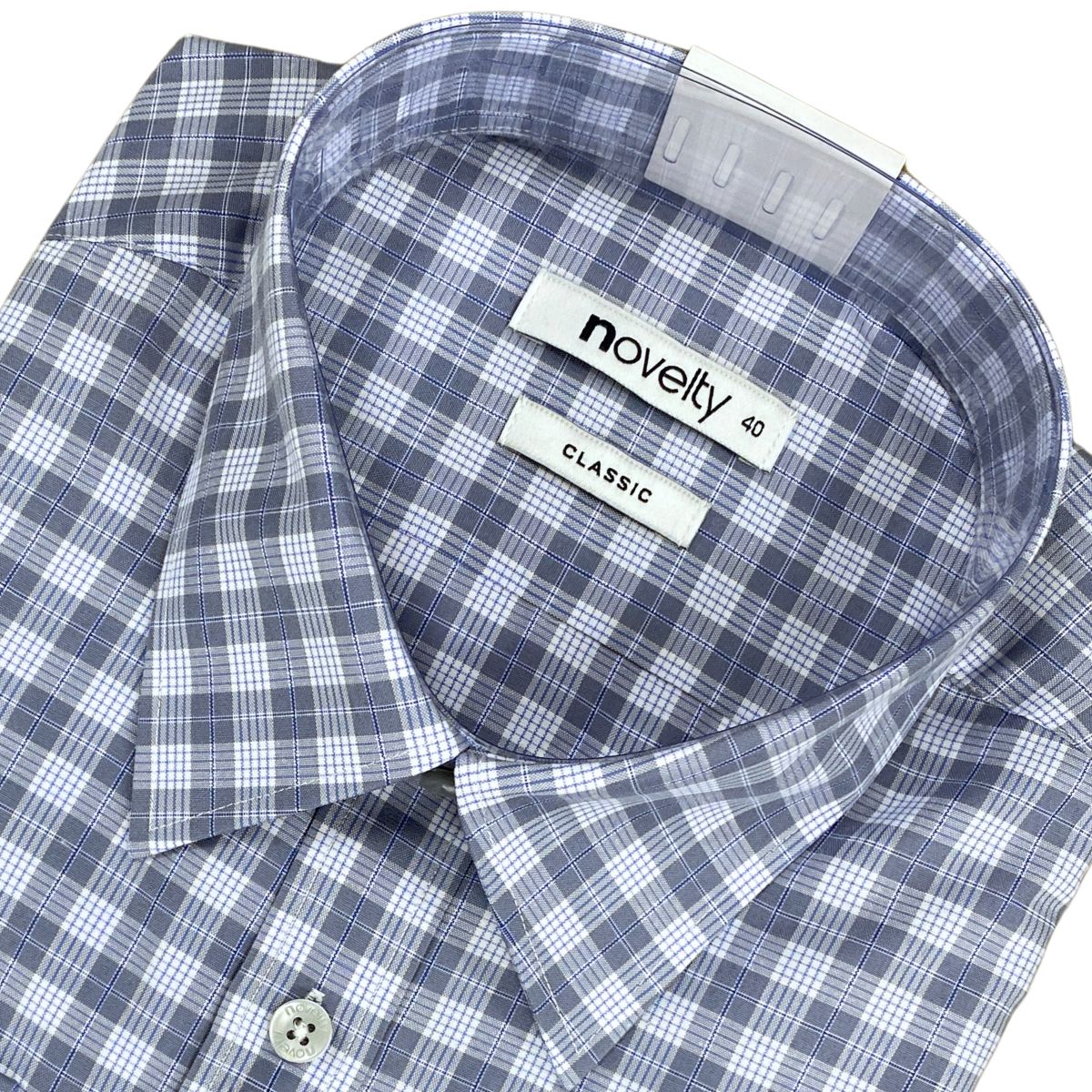 ÁO SƠ MI NAM DÀI TAY NOVELTY CLASSIC T/C CARO GHI NSMMCTMTCC250462D