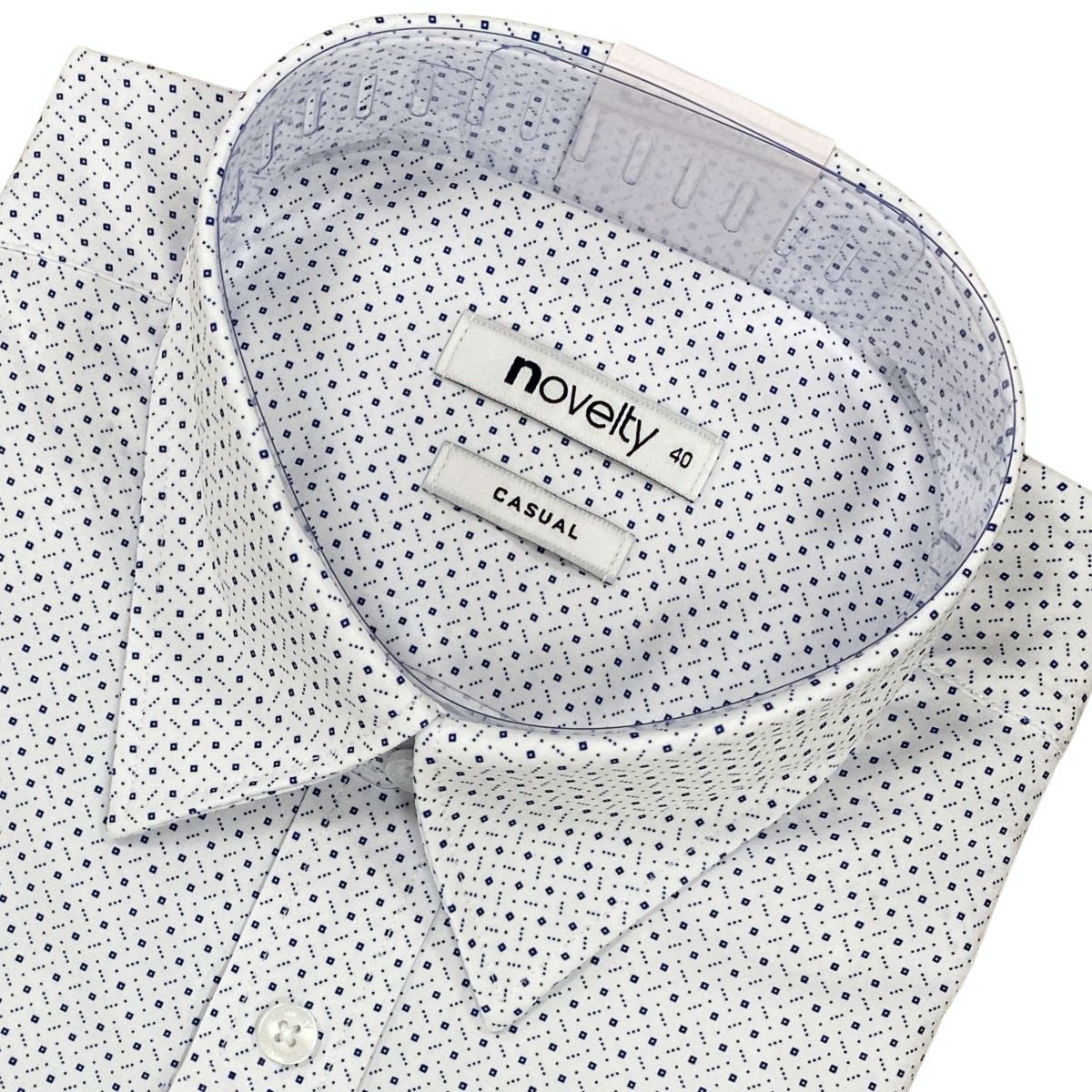 ÁO SƠ MI NAM NGẮN TAY NOVELTY CASUAL SPUN HOA VĂN TRẮNG NSMMINMPSB250387N