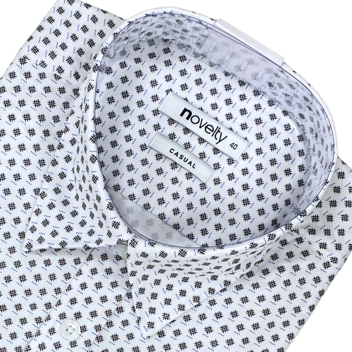 ÁO SƠ MI NAM NGẮN TAY NOVELTY CASUAL SPUN HOA VĂN TRẮNG NSMMINMPSB250394N