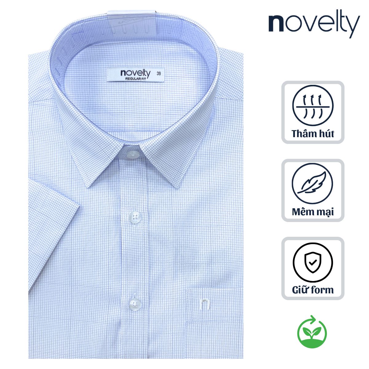 ÁO SƠ MI NAM NGẮN TAY NOVELTY REGULAR FIT RECYCLED T/C SỌC NHỎ NSMMSNMRCR250775N