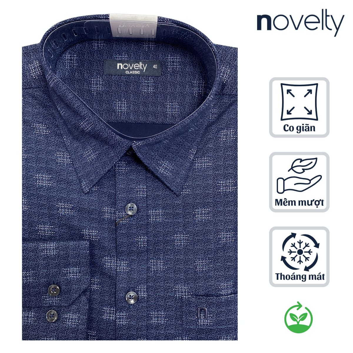 ÁO SƠ MI NAM DÀI TAY NOVELTY CLASSIC BAMBOO CARO ĐEN NSMMCNMT3C260870D