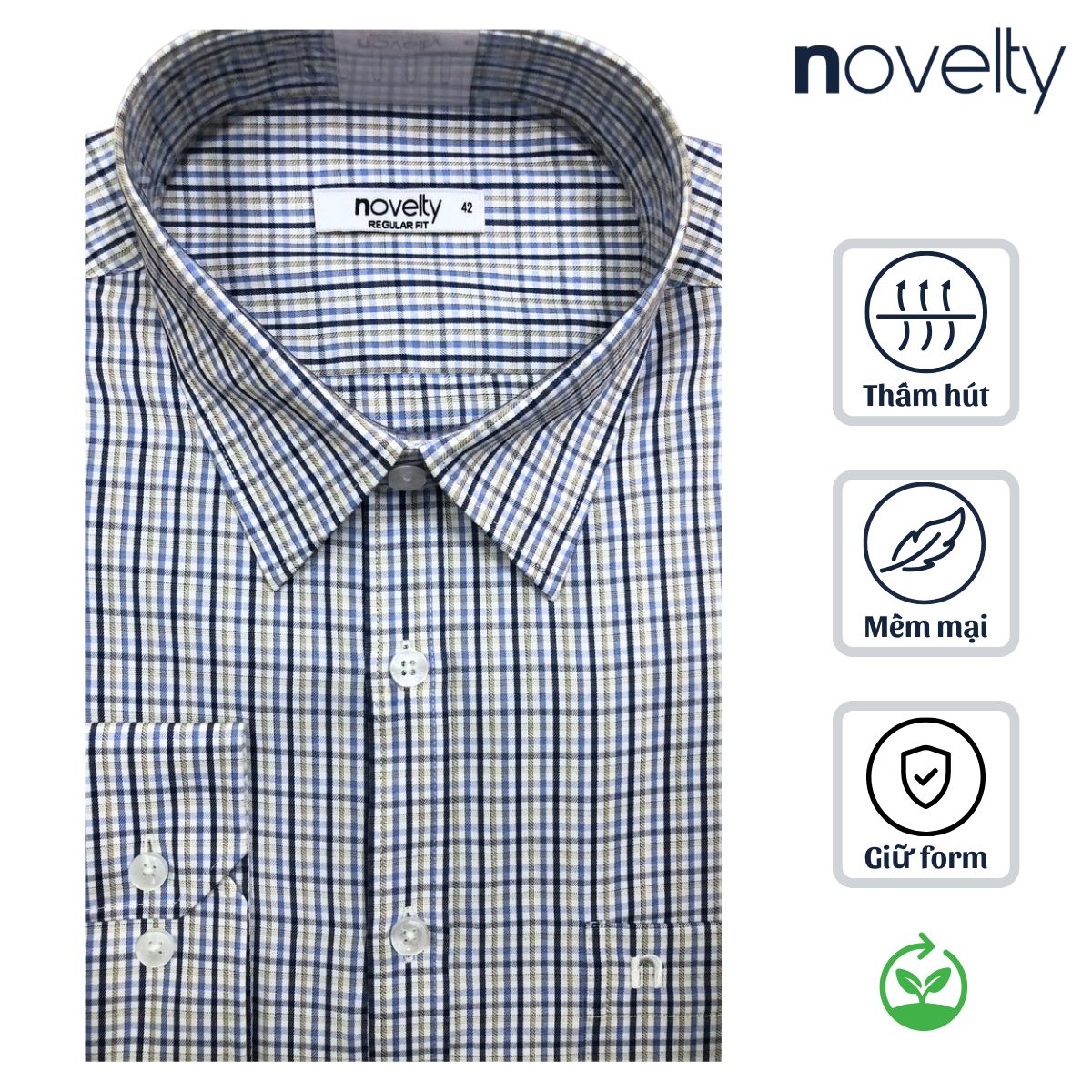 ÁO SƠ MI NAM DÀI TAY NOVELTY REGULAR FIT RECYCLED T/C SỌC NHỎ NSMMSNMRCR250825D