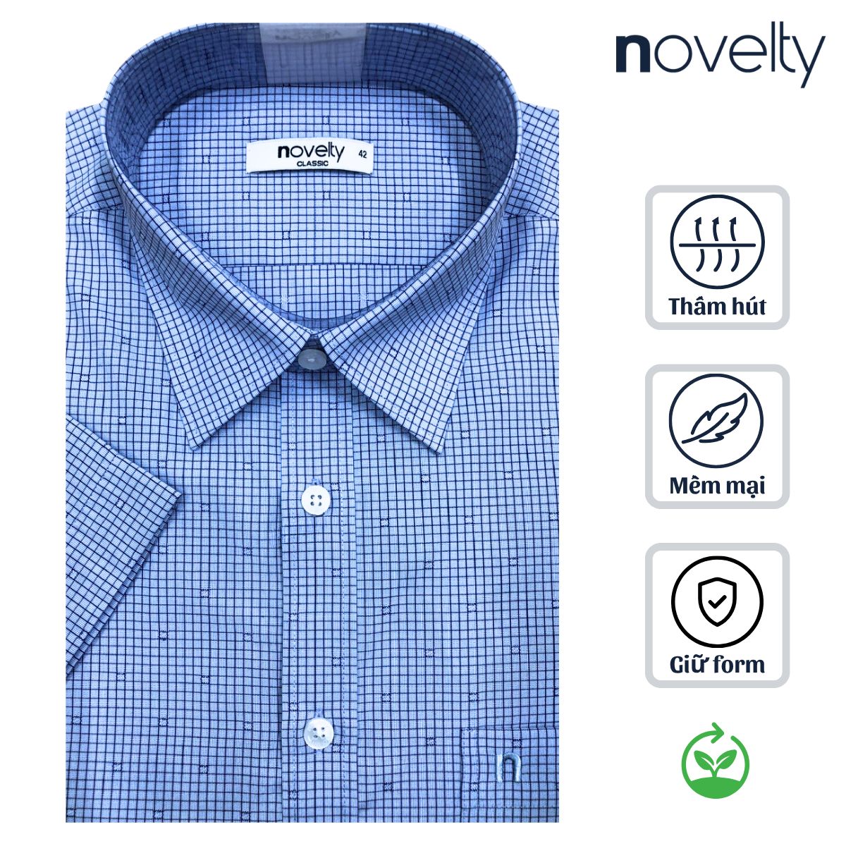 ÁO SƠ MI NAM NGẮN TAY NOVELTY CLASSIC RECYCLED T/C SỌC NHỎ NSMMSNMRCC250824N