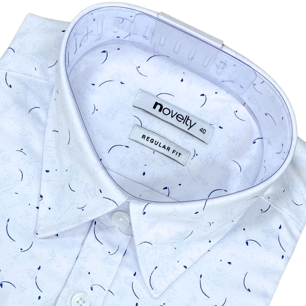 ÁO SƠ MI NAM DÀI TAY NOVELTY REGULAR FIT BAMBOO HOA VĂN XANH TRẮNG NSMMINMT3R250284D