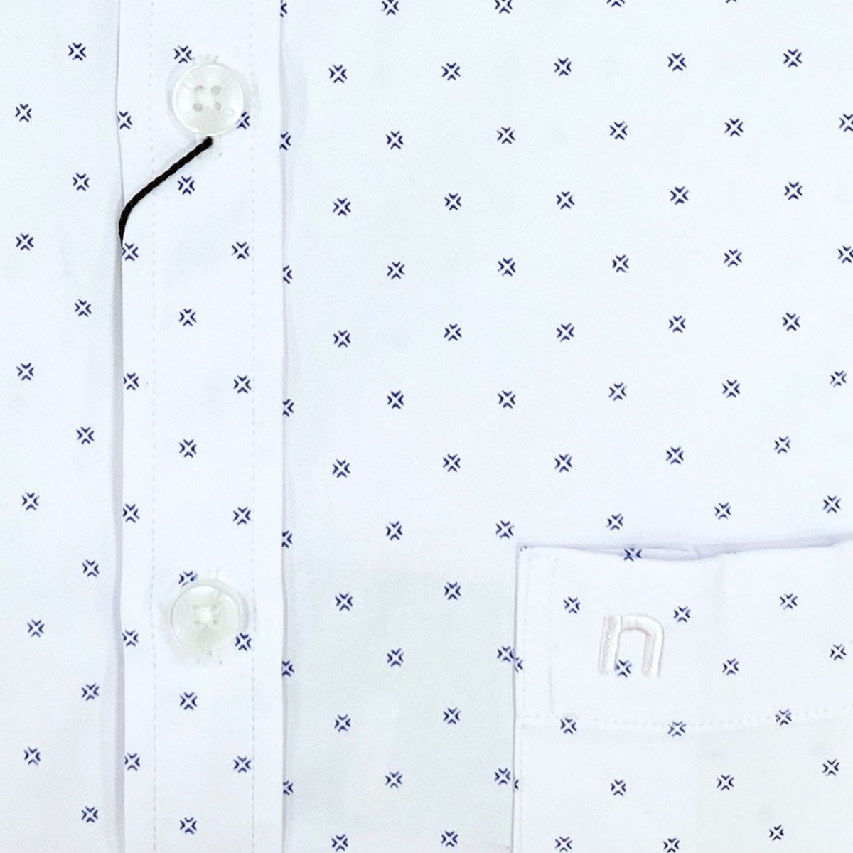 ÁO SƠ MI NAM NGẮN TAY NOVELTY REGULAR FIT T/C RECYCLED HOA VĂN TRẮNG NSMMINMRCR250653N