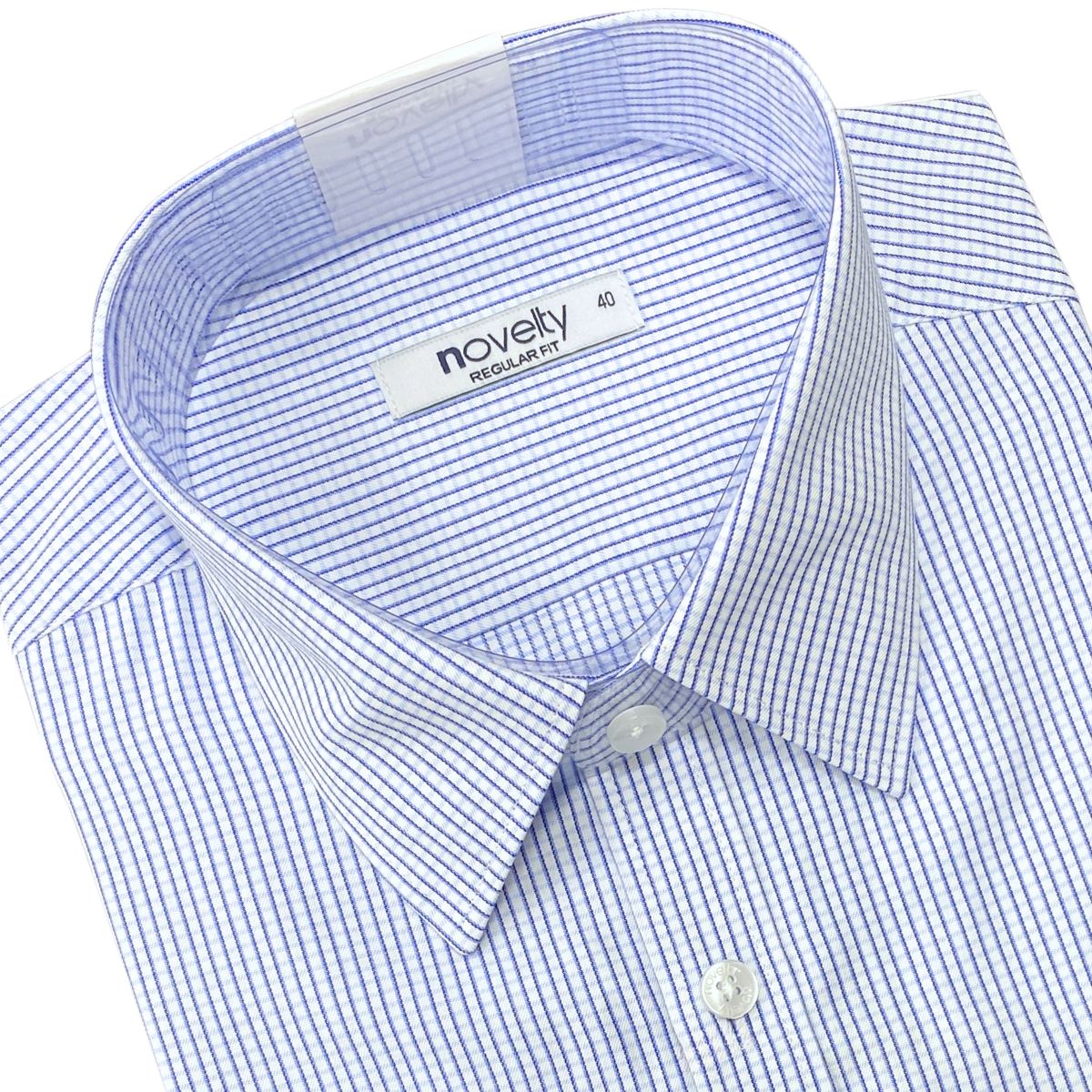 ÁO SƠ MI NAM DÀI TAY NOVELTY REGULAR FIT T/C RECYCLED SỌC NHỎ XANH NSMMSNMRCR250779D